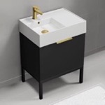 Nameeks DERIN561 24 Inch Small Bathroom Vanity, Modern, Matte Black, Free Standing